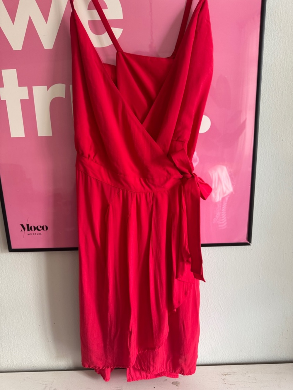 Sleeveless Hot Pink Wrap Sundress with Tie Waist